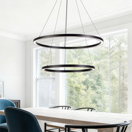 Brilagi - LED dimbare hanglamp aan kabel PORTOFINO LED/98W/230V 3000-6000K Ø 80 cm zwart + afstandsbediening