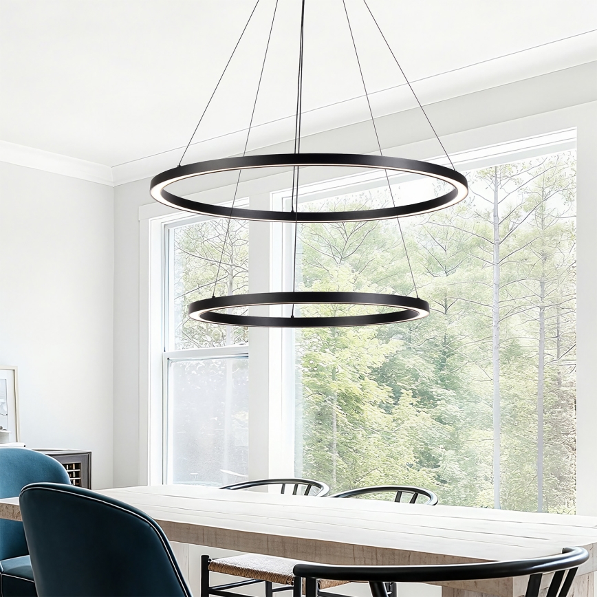 Brilagi - LED dimbare hanglamp aan kabel PORTOFINO LED/98W/230V 3000-6000K Ø 80 cm zwart + afstandsbediening