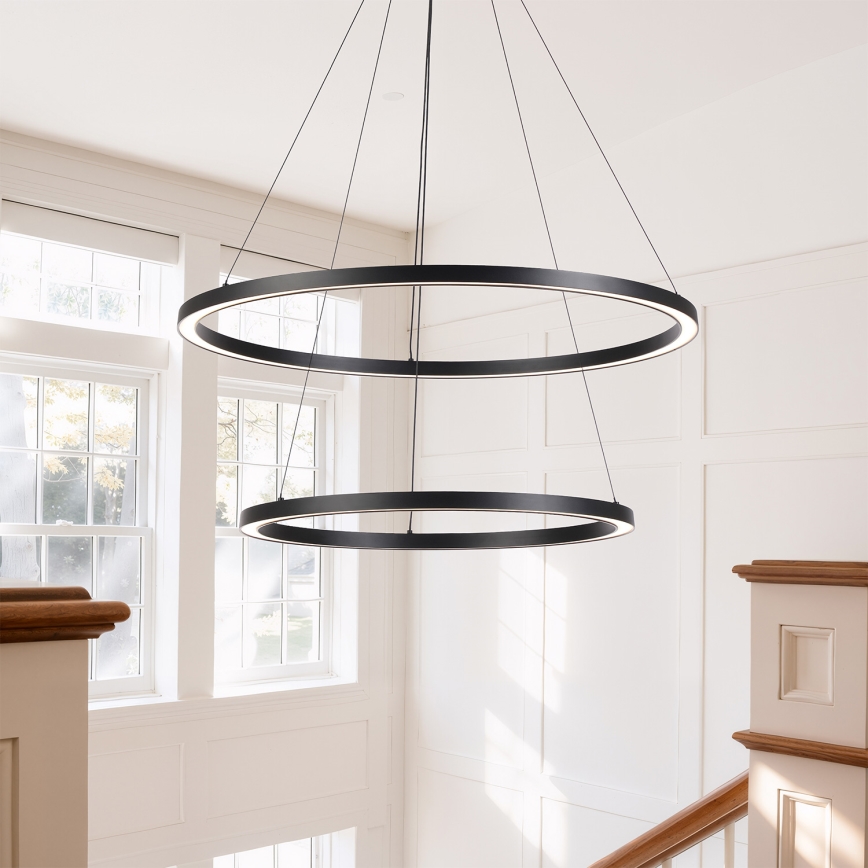 Brilagi - LED dimbare hanglamp aan kabel PORTOFINO LED/98W/230V 3000-6000K Ø 80 cm zwart + afstandsbediening