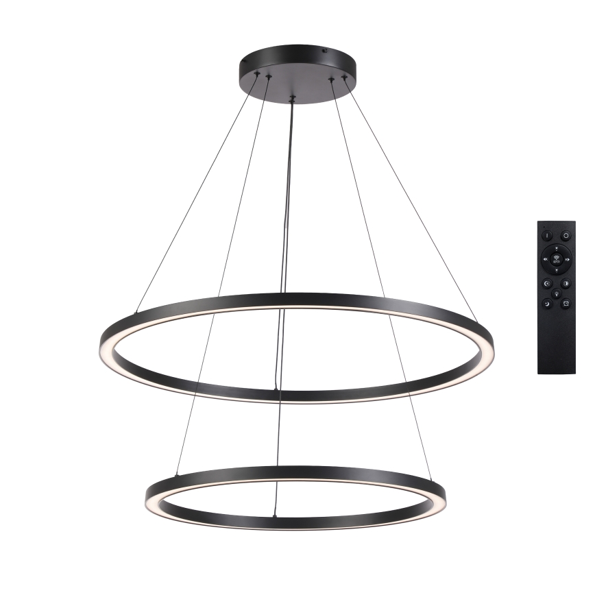 Brilagi - LED dimbare hanglamp aan kabel PORTOFINO LED/98W/230V 3000-6000K Ø 80 cm zwart + afstandsbediening