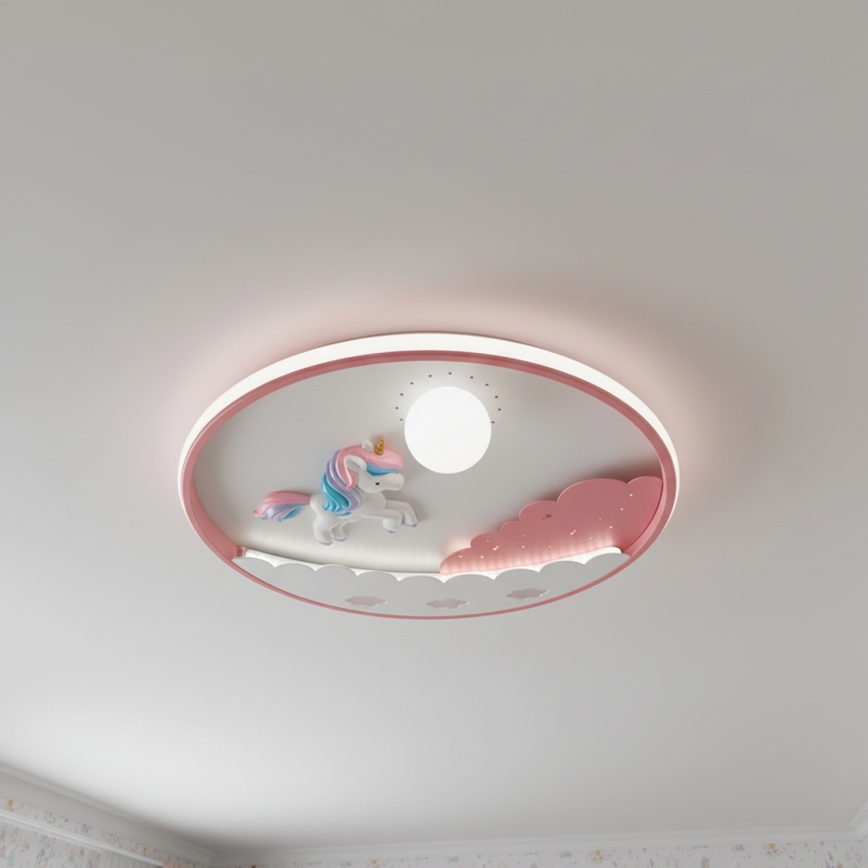 Brilagi - Dimbare LED-plafondlamp voor kinderen UNICORN LED/68W/230V 3000-6000K Ø 49 cm + afstandsbediening
