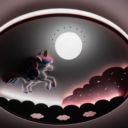 Brilagi - Dimbare LED-plafondlamp voor kinderen UNICORN LED/68W/230V 3000-6000K Ø 49 cm + afstandsbediening