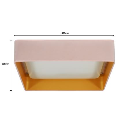 Brilagi - Dimbare LED-plafondlamp VELVET SQUARE SMART LED/36W/230V 60x60 cm 2700-6500K Wi-Fi Tuya + afstandsbediening roze