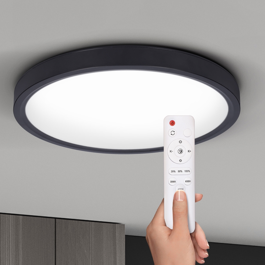 Brilagi - Dimbare LED plafondlamp ESTELA LED/48W/230V 3000-6500K ø 40 cm zwart + afstandsbediening