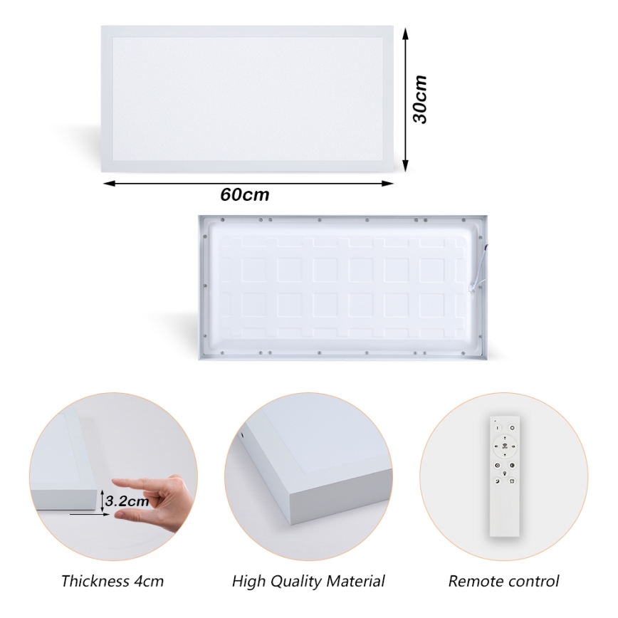 Brilagi - LED Dimbare badkamer plafondverlichting FRAME SMART LED/30W/230V 30x60 cm 3000-6000K IP44 wit + afstandsbediening