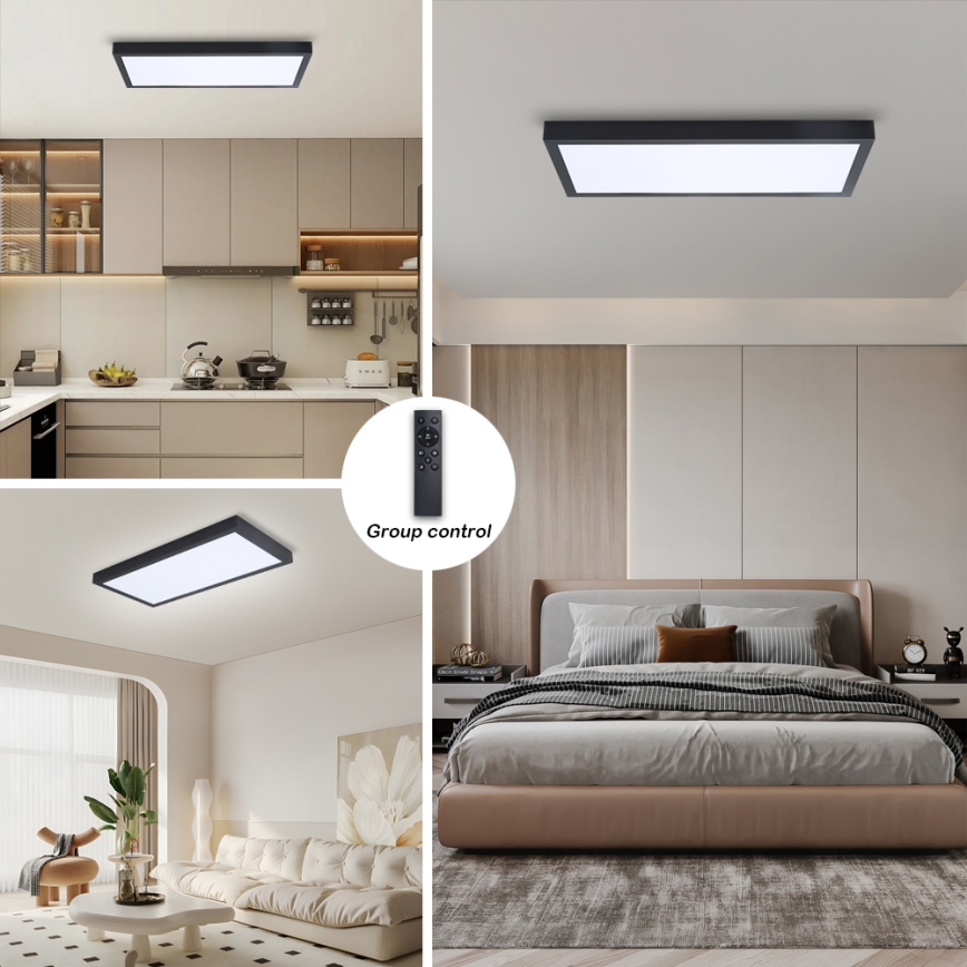 Brilagi - LED Dimbare badkamer plafondverlichting FRAME SMART LED/30W/230V 30x60 cm 3000-6000K  IP44 zwart  + afstandsbediening