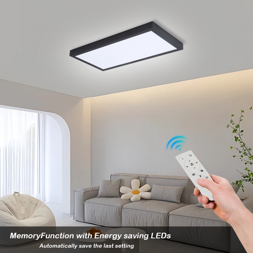 Brilagi - LED Dimbare badkamer plafondverlichting FRAME SMART LED/30W/230V 30x60 cm 3000-6000K  IP44 zwart  + afstandsbediening