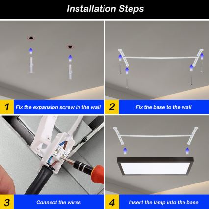 Brilagi - LED Dimbare badkamer plafondverlichting FRAME SMART LED/30W/230V 30x60 cm 3000-6000K  IP44 zwart  + afstandsbediening