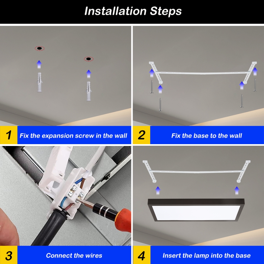 Brilagi - LED Dimbare badkamer plafondverlichting FRAME SMART LED/30W/230V 30x60 cm 3000-6000K  IP44 zwart  + afstandsbediening
