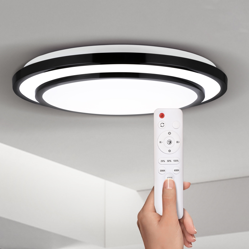 Brilagi - Dimbare LED plafondlamp LUCIANO LED/48W/230V 3000-6500K ø 39 cm zwart + afstandsbediening