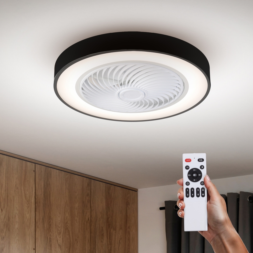 Brilagi - LED Dimbare plafondlamp met ventilator LED/30W/230V 3000-6500K zwart + afstandsbediening