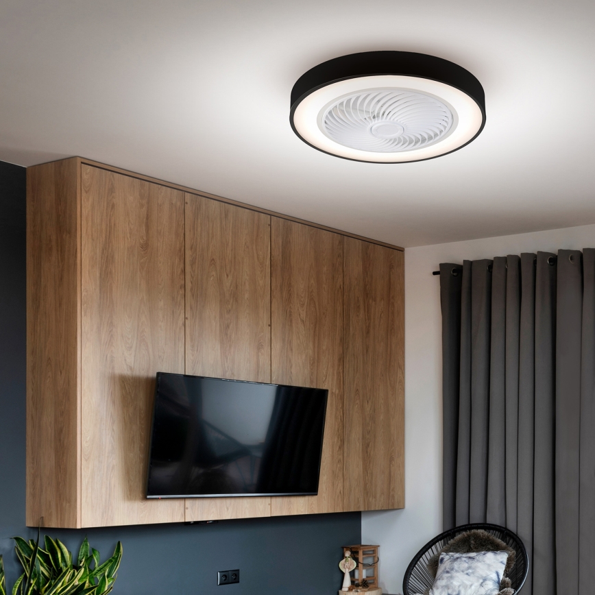 Brilagi - LED Dimbare plafondlamp met ventilator LED/30W/230V 3000-6500K zwart + afstandsbediening