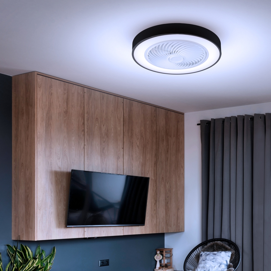 Brilagi - LED Dimbare plafondlamp met ventilator LED/30W/230V 3000-6500K zwart + afstandsbediening