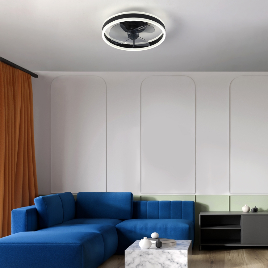 Brilagi - LED Dimbare plafondlamp met ventilator LED/30W/230V 3000-6500K zwart + afstandsbediening