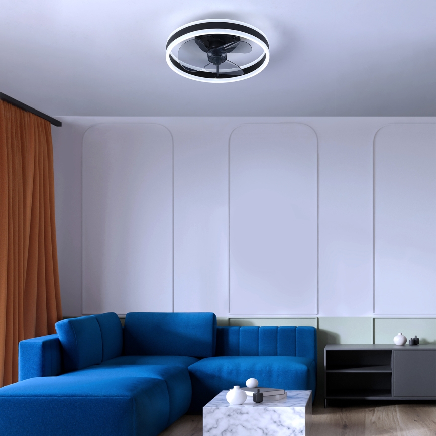 Brilagi - LED Dimbare plafondlamp met ventilator LED/30W/230V 3000-6500K zwart + afstandsbediening