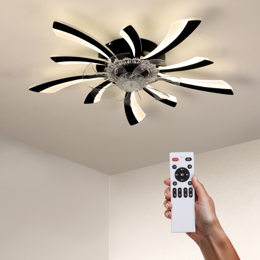Brilagi - LED Dimbare plafondlamp met ventilator LED/50W/230V 3000-6500K zwart + afstandsbediening