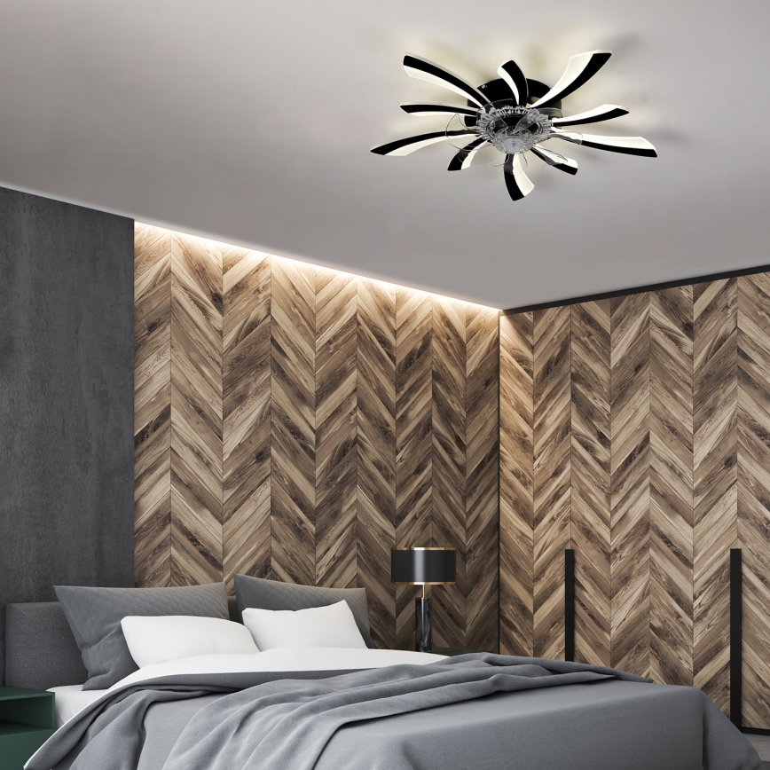 Brilagi - LED Dimbare plafondlamp met ventilator LED/50W/230V 3000-6500K zwart + afstandsbediening