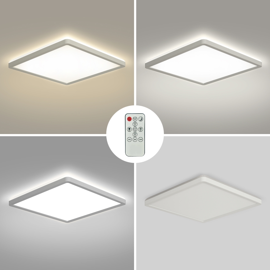 Brilagi - Dimbare LED plafondlamp ULTRA SLIM LED/18W/230V 2700-6500K 30x30 cm wit + afstandsbediening