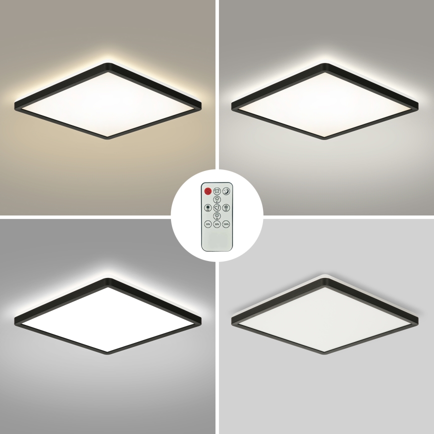 Brilagi - Dimbare LED plafondlamp ULTRA SLIM LED/18W/230V 2700-6500K 30x30 cm zwart + afstandsbediening