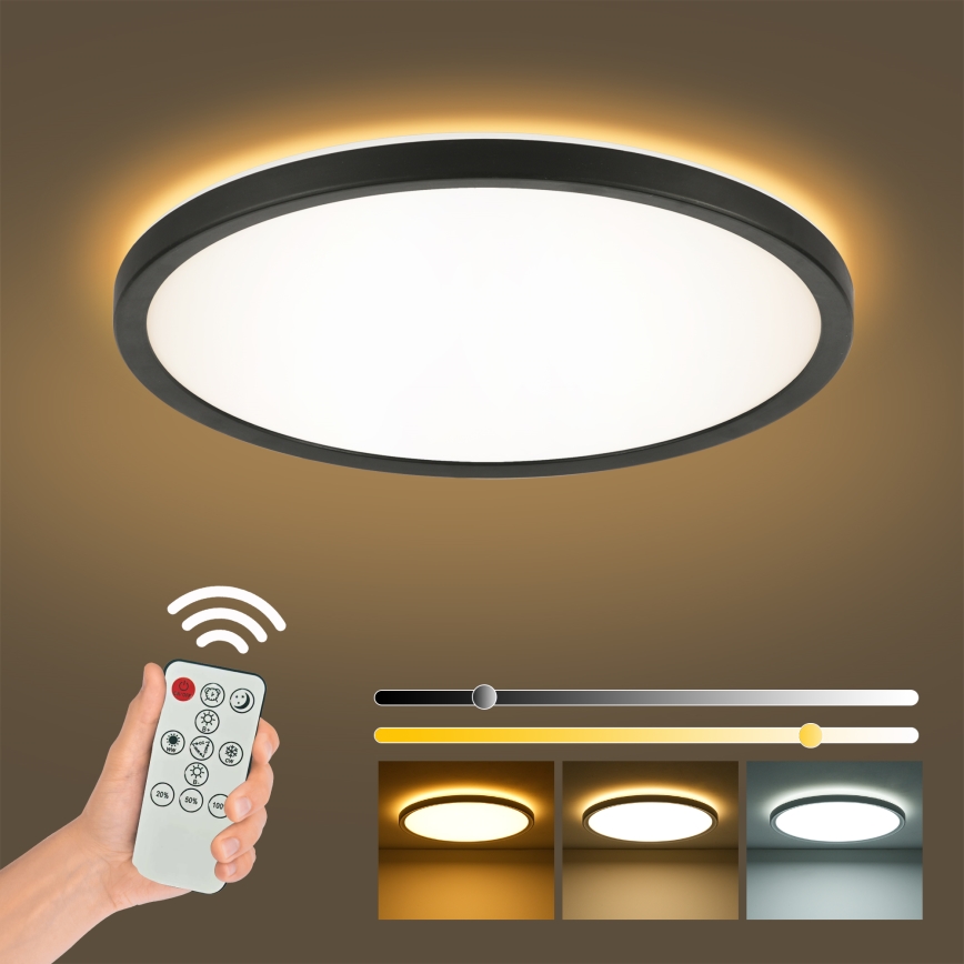 Brilagi - Dimbare LED plafondlamp ULTRA SLIM LED/18W/230V 2700-6500K diameter 30 cm zwart + afstandsbediening
