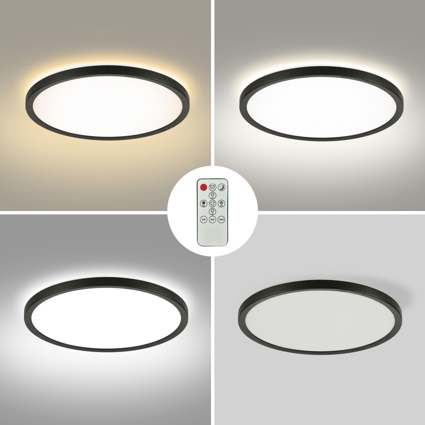 Brilagi - Dimbare LED plafondlamp ULTRA SLIM LED/18W/230V 2700-6500K diameter 30 cm zwart + afstandsbediening