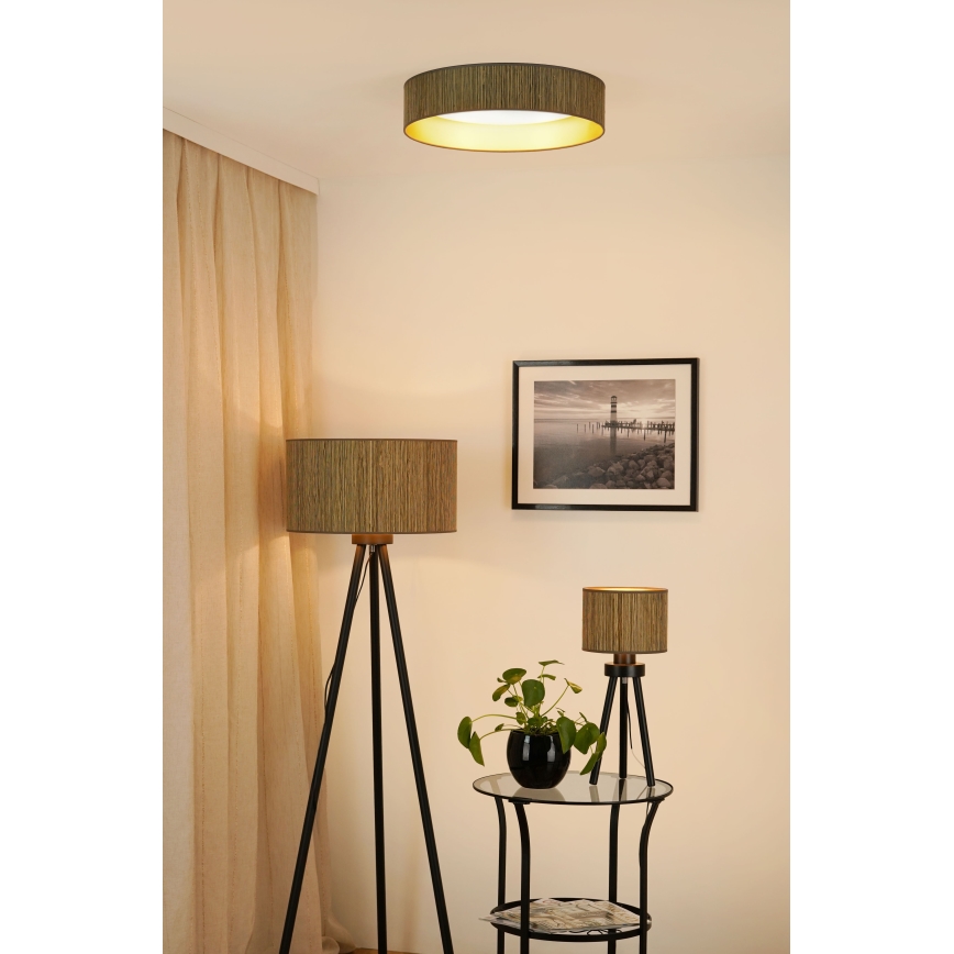 Brilagi - Dimbare LED plafondlamp VEGAS SHINE LED/24W/230V 3000/4000/6500K stro bruin/goud + afstandsbediening