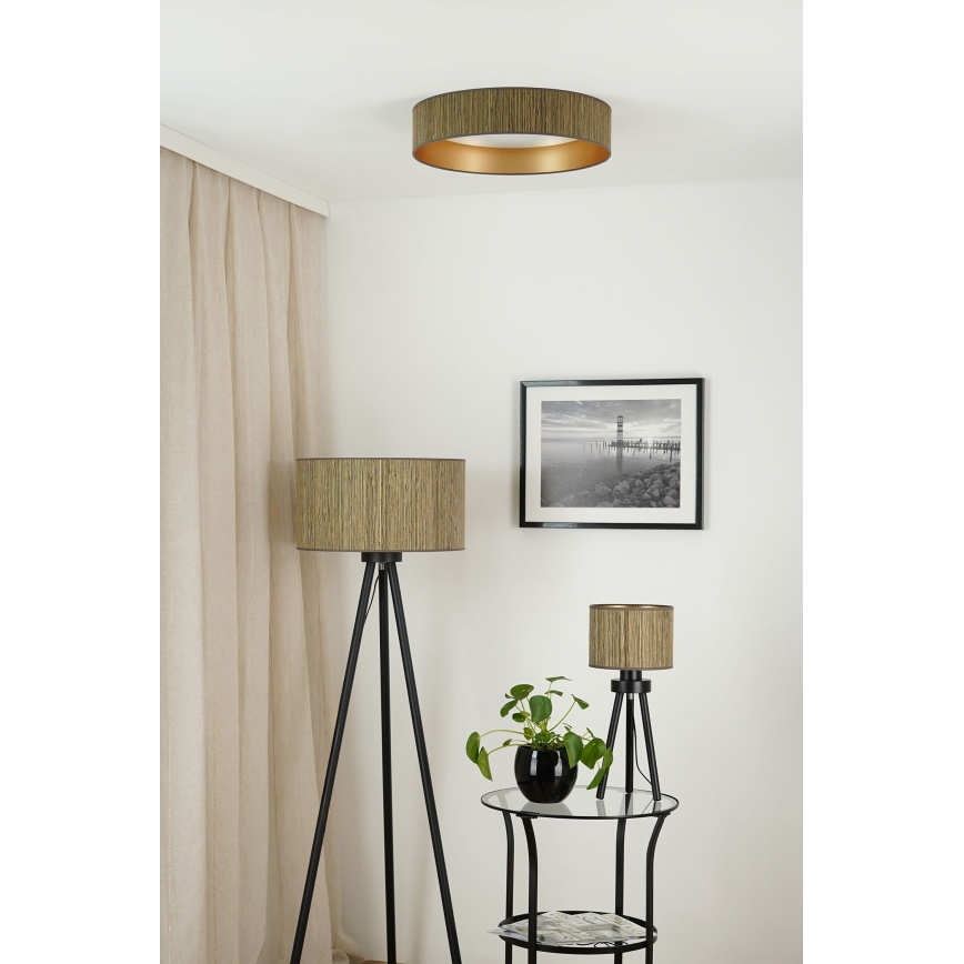 Brilagi - Dimbare LED plafondlamp VEGAS SHINE LED/24W/230V 3000/4000/6500K stro bruin/goud + afstandsbediening