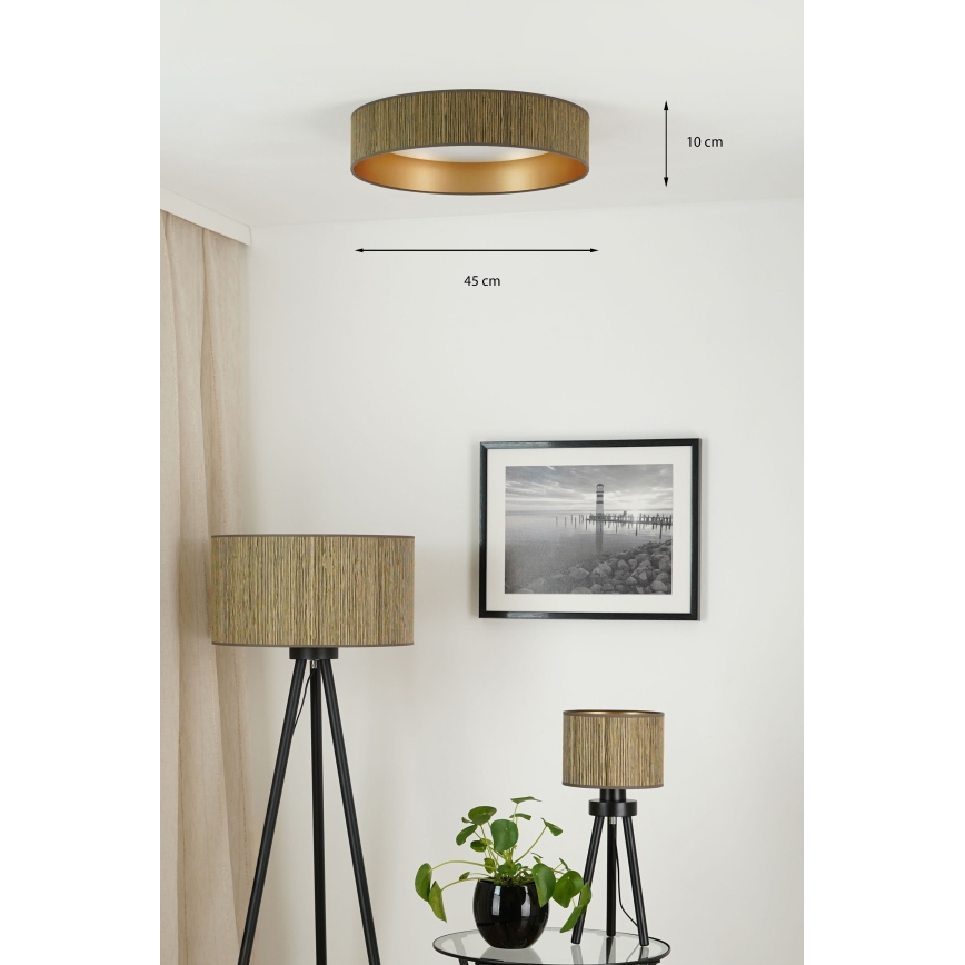 Brilagi - Dimbare LED plafondlamp VEGAS SHINE LED/24W/230V 3000/4000/6500K stro bruin/goud + afstandsbediening