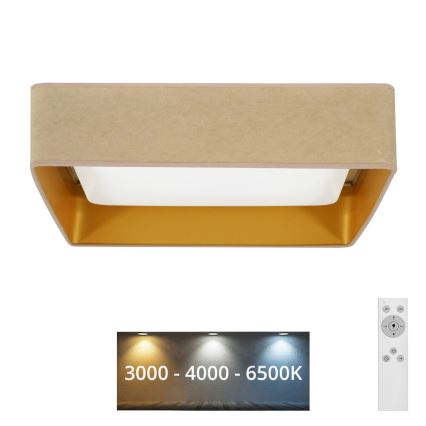 Brilagi - Dimbare LED plafondlamp VELVET SQUARE LED/24W/230V 3000/4000/6500K + afstandsbediening beige