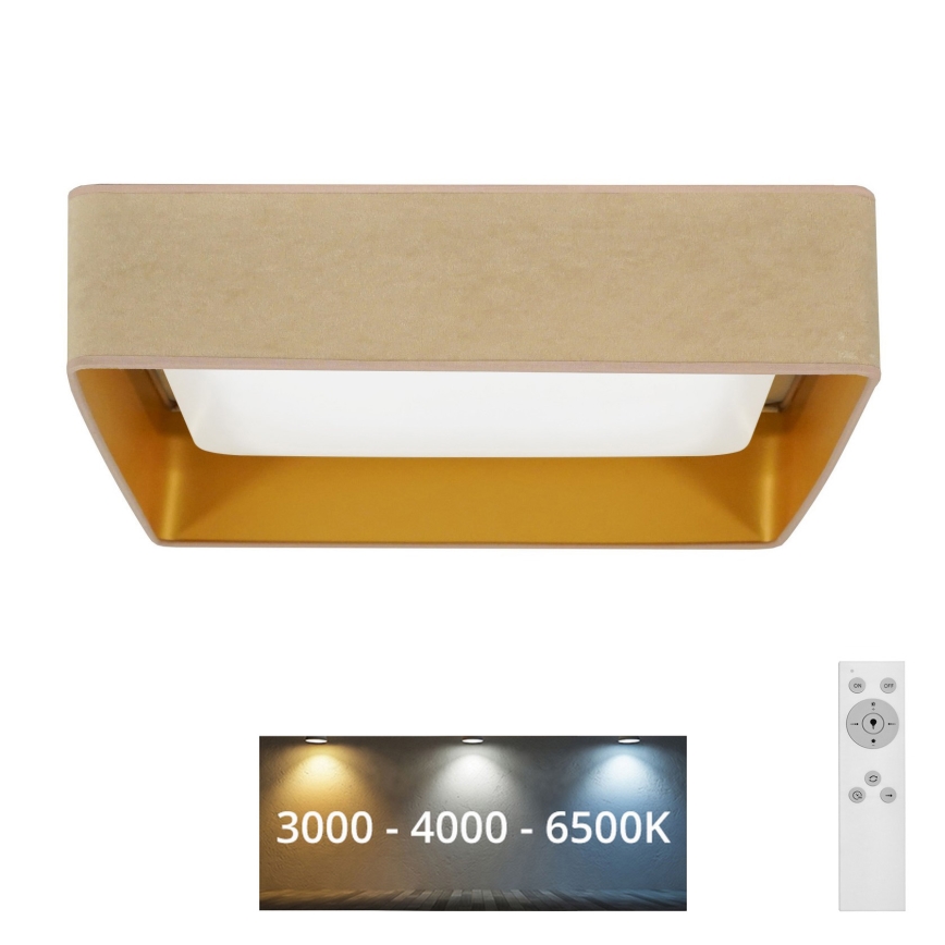 Brilagi - Dimbare LED plafondlamp VELVET SQUARE LED/24W/230V 3000/4000/6500K + afstandsbediening beige