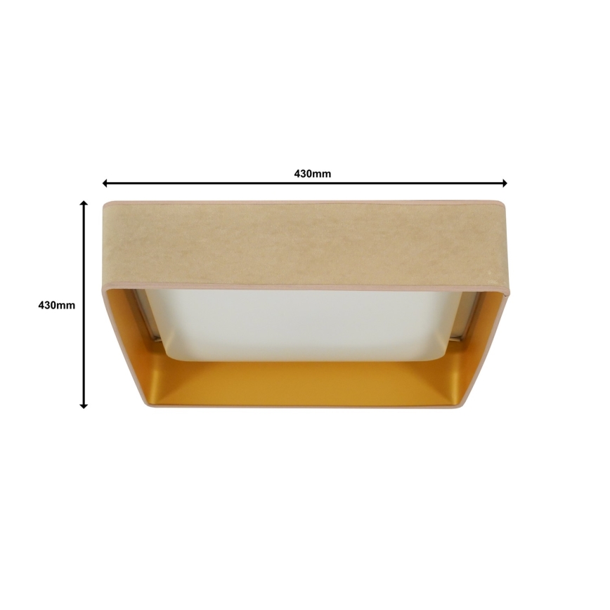Brilagi - Dimbare LED plafondlamp VELVET SQUARE LED/24W/230V 3000/4000/6500K + afstandsbediening beige