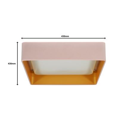 Brilagi - Dimbare LED plafondlamp VELVET SQUARE LED/24W/230V 3000/4000/6500K + afstandsbediening roze