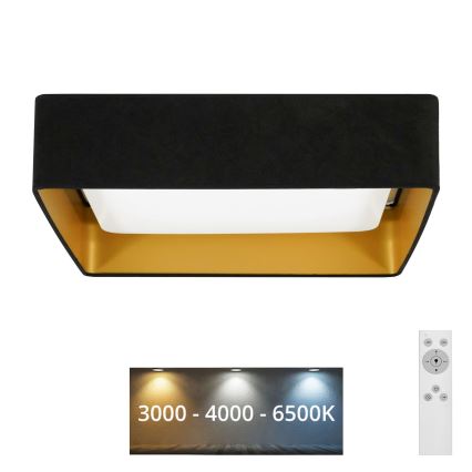 Brilagi - Dimbare LED plafondlamp VELVET SQUARE LED/24W/230V 3000/4000/6500K + afstandsbediening zwart