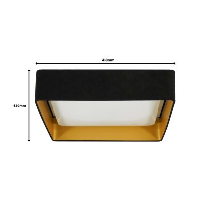 Brilagi - Dimbare LED plafondlamp VELVET SQUARE LED/24W/230V 3000/4000/6500K + afstandsbediening zwart