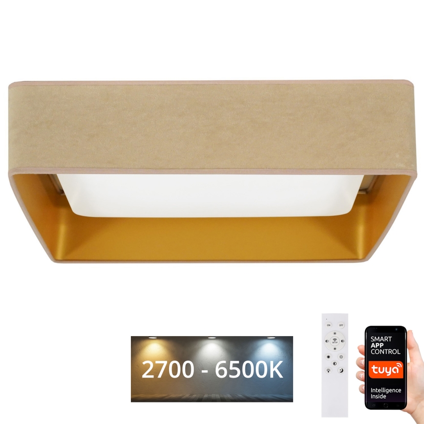 Brilagi - Dimbare LED plafondlamp VELVET SQUARE SMART LED/36W/230V 2700-6500K Wi-Fi Tuya + afstandsbediening beige