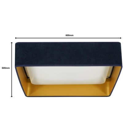 Brilagi - Dimbare LED plafondlamp VELVET SQUARE SMART LED/36W/230V 2700-6500K Wi-Fi Tuya + afstandsbediening donkerblauw