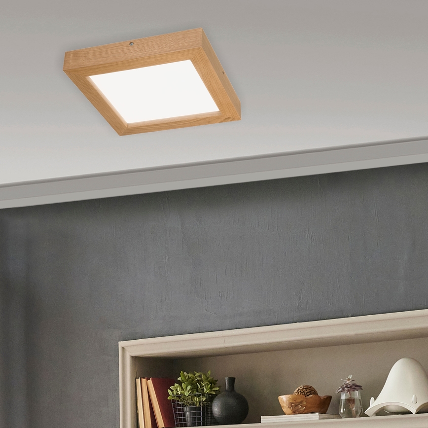 Brilagi - LED Dimbare badkamer plafondverlichting WOODY FRAME LED/24W/230V eiken 30x30 cm 3000-6000K IP44 + afstandsbediening