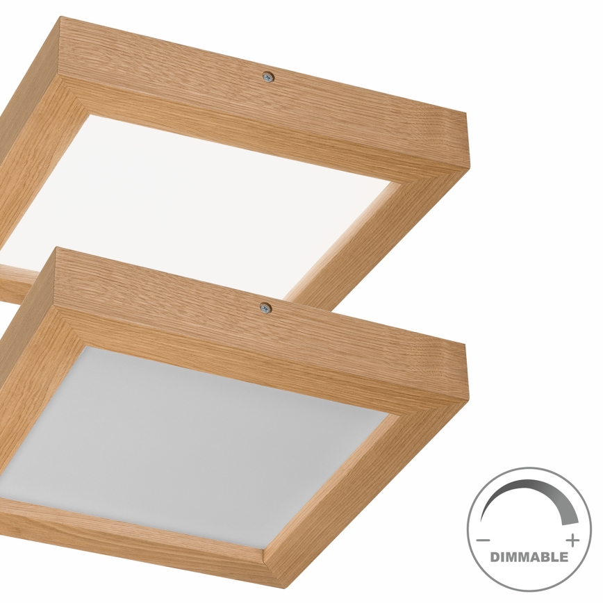 Brilagi - LED Dimbare badkamer plafondverlichting WOODY FRAME LED/24W/230V eiken 30x30 cm 3000-6000K IP44 + afstandsbediening
