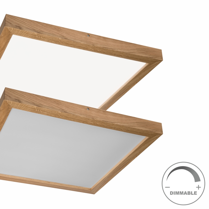 Brilagi - LED Dimbare badkamer plafondverlichting WOODY FRAME LED/50W/230V eiken 60x60 cm 3000-6000K IP44 + afstandsbediening