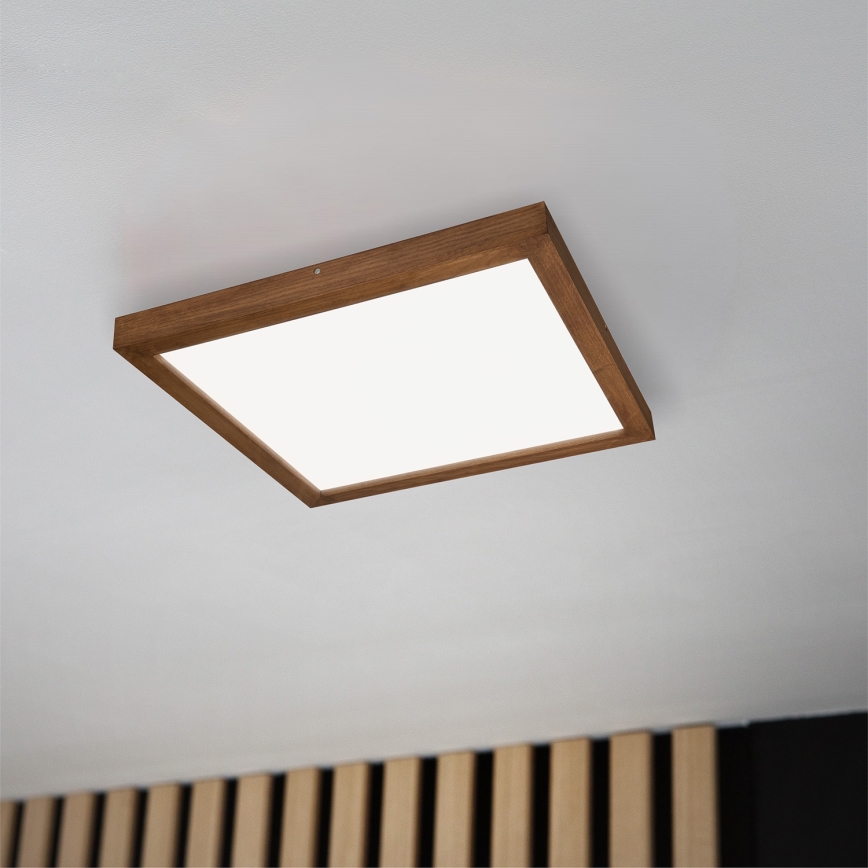 Brilagi - LED Dimbare badkamer plafondverlichting WOODY FRAME LED/50W/230V eiken kers 60x60 cm 3000-6000K IP44 + afstandsbediening