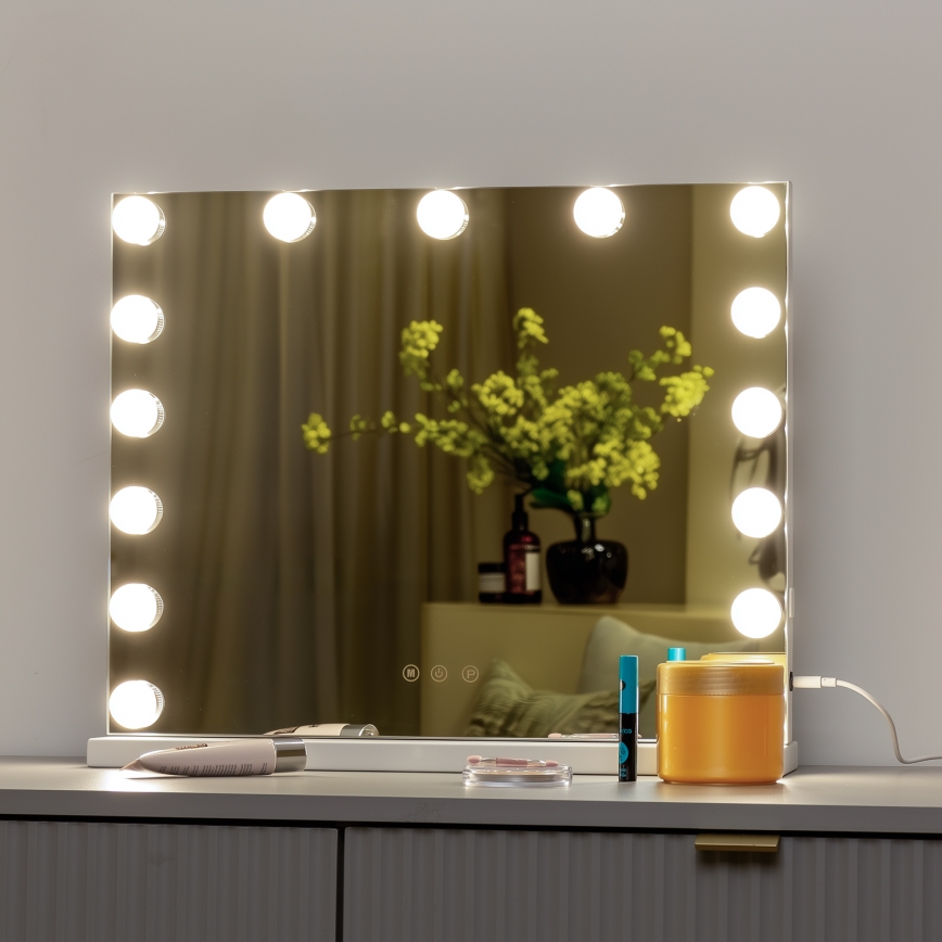 Brilagi - LED dimbare make-up spiegel HOLLYWOOD LED/15W/230V 3000/4000/6500K