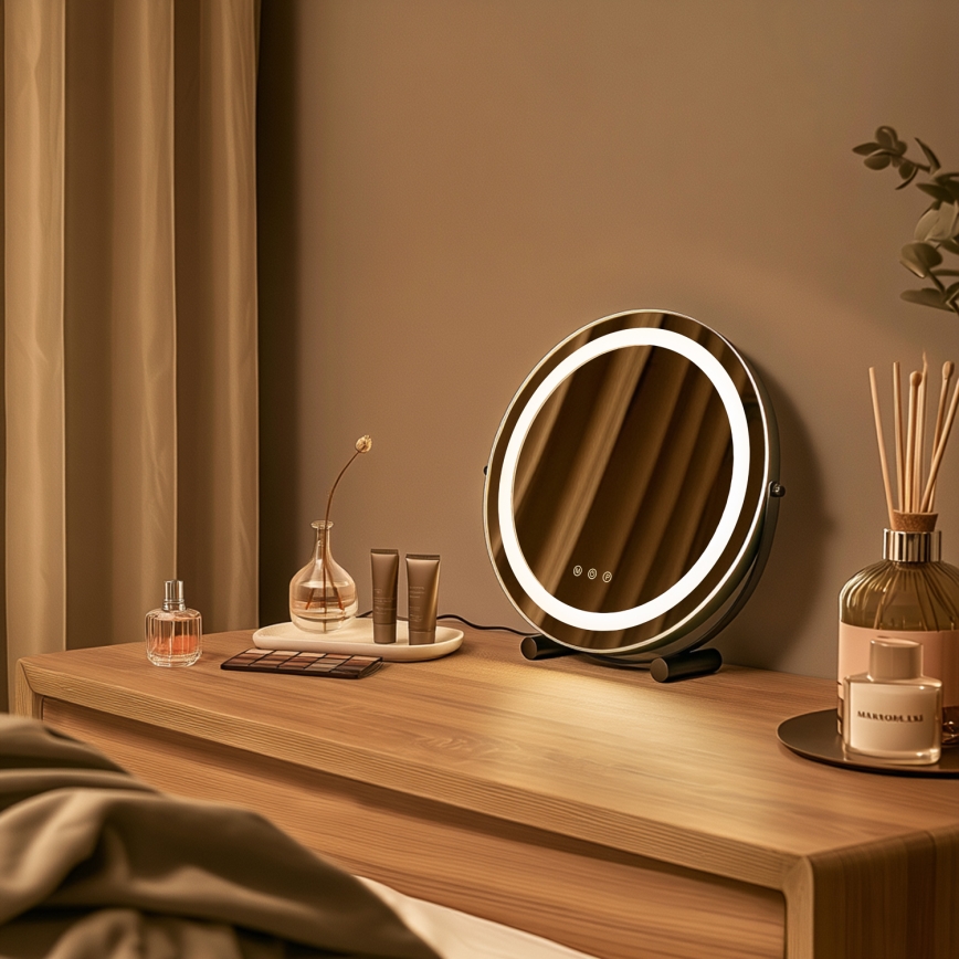 BRILAGI - LED Dimbare make-upspiegel CALIFORNIA LED/17W/230V 3000/4000/6500K Ø 42 cm zwart