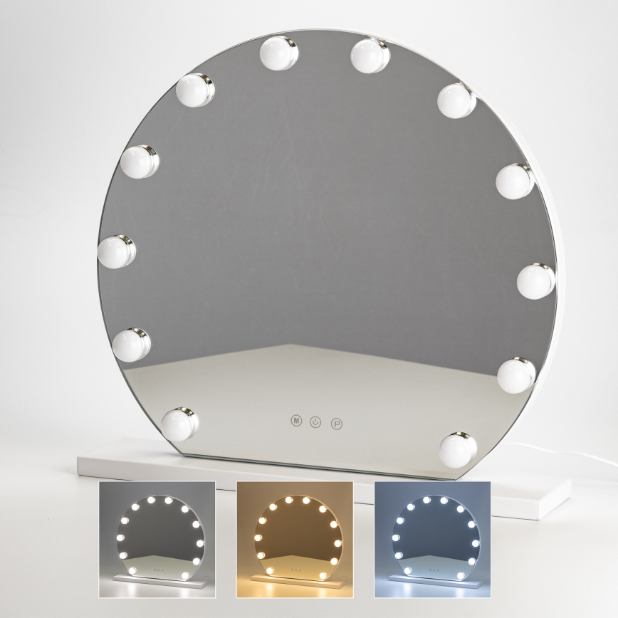 Brilagi - LED dimbare make-up spiegel HOLLYWOOD LED/12W/230V 3000/4000/6500K