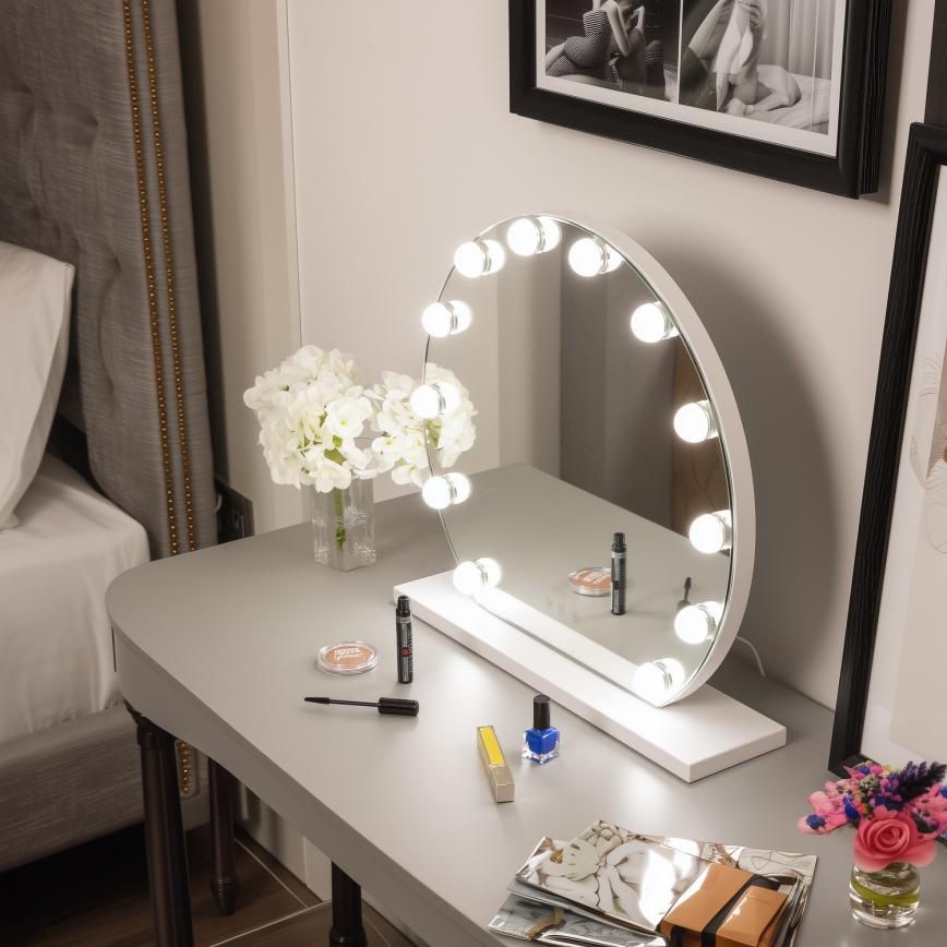 Brilagi - LED dimbare make-up spiegel HOLLYWOOD LED/12W/230V 3000/4000/6500K