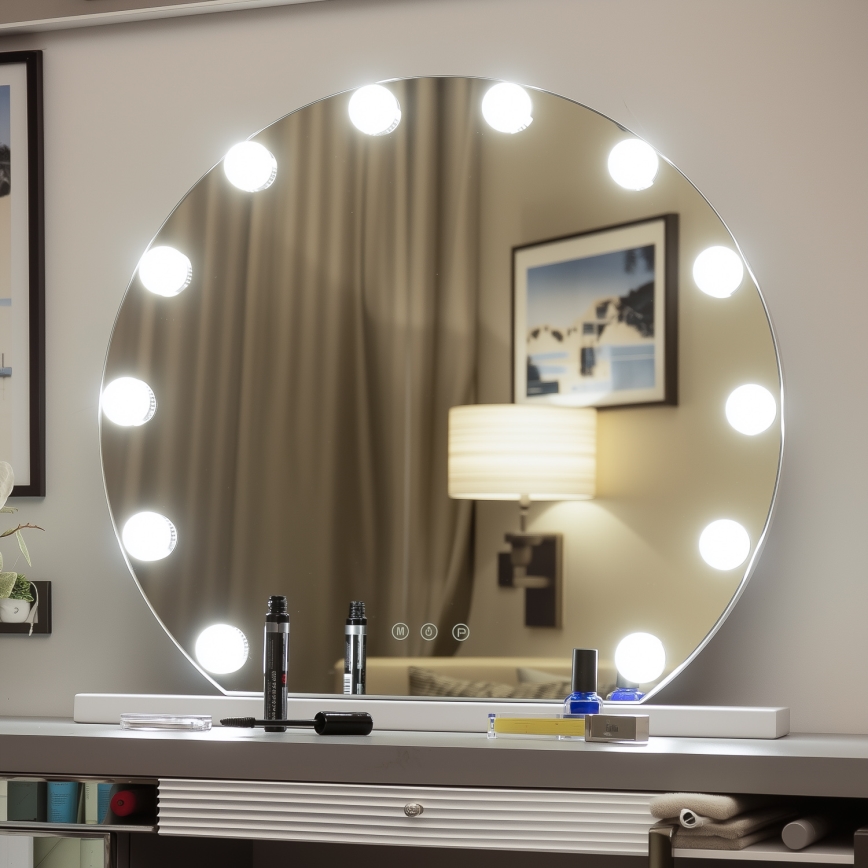Brilagi - LED dimbare make-up spiegel HOLLYWOOD LED/12W/230V 3000/4000/6500K