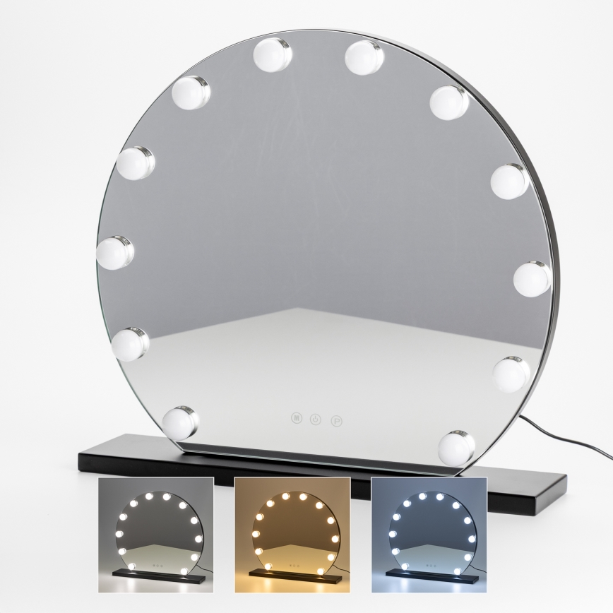 Brilagi - LED dimbare make-up spiegel HOLLYWOOD LED/12W/230V 3000/4000/6500K