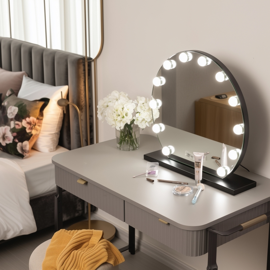 Brilagi - LED dimbare make-up spiegel HOLLYWOOD LED/12W/230V 3000/4000/6500K