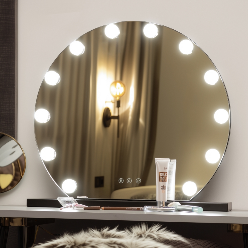 Brilagi - LED dimbare make-up spiegel HOLLYWOOD LED/12W/230V 3000/4000/6500K