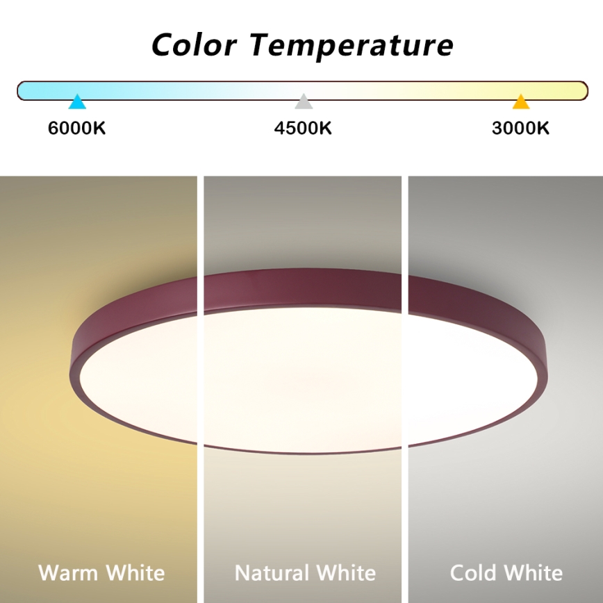 Brilagi - dimbare LED-plafondlamp POOL LED/60W/230V 3000-6000K Ø 60 cm bordeaux + met afstandsbediening