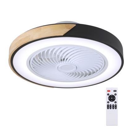 Brilagi - LED dimbare plafondlamp met ventilator LED/30W/230V 3000-6500K zwart/eik + afstandsbediening